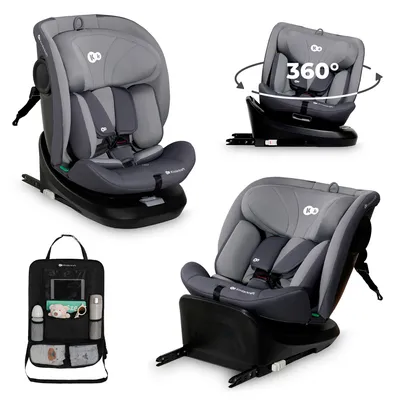 Produktbild von Kinderkraft I-GROW i-Size Kindersitz, 40-150 cm, 360°, RWF/FWF, H-GUARD, ISOFIX, TOP TETHER, 5-Punkt-Gurt, Grau, mit Auto-Organizer