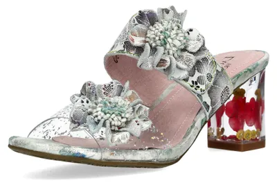 Produktbild von Laura Vita Damen Pantolette Glitzer transparenter Absatz LUCIEO 32, Größe:37 EU, Farbe:Beige