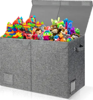 Produktbild von Große Spielzeugkiste mit Deckel, zusammenklappbare robuste Spielzeugaufbewahrungsboxen Körbe für Kinder, Jungen, Mädchen, Kinderzimmer, Spielzimmer