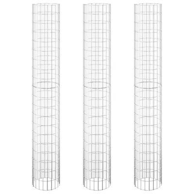 Produktbild von vidaXL Gabionen-Hochbeete 3 Stk. Rund Verzinkter Stahl Ø30x200 cm