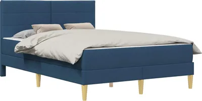 Image de vidaXL Cadre de lit bleu 140 x 200 cm Polyester