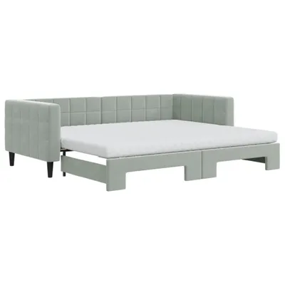 Obrázek produktu pro vidaXL Rozkládací postel s matracemi Světle šedá 90x200 cm Velvet