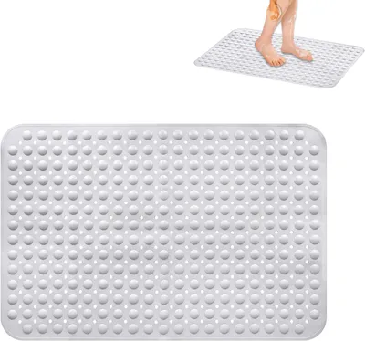 Obrázok produktu pre Protišmyková podložka do sprchy 60 x 90 cm, biela, s odtokovými otvormi a prísavkami, do kúpeľne
