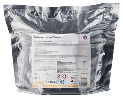 Produktbild von DrDeppe - Spray Off wipes - alkoholhaltige Flächendesinfektionstücher - Eimer-Nachfüllpack 70 Tücher