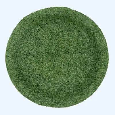 Produktbild von HOMESCAPES Runde Battematte farngrün 80 cm aus 100% Baumwolle