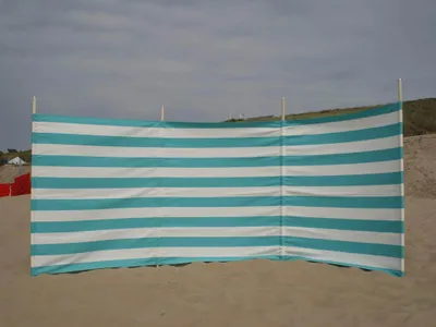 Zdjęcie produktu dla Parawan plażowy 4 m, turkusowo-biały, z tkaniny poliakryl  – parawan kempingowy 4 m