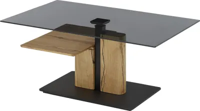 Obrázek produktu pro Couchtisch >DELMAS< Höhenverstellbar, Rollen, Eiche / schwarz - 105x45/63x65 (BxHxT)