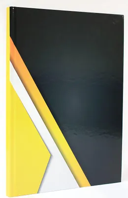 Produktbild von ADINA Notizbuch A4 festerDeckel kar m Rand schwarz/diagonal gelb/weiss