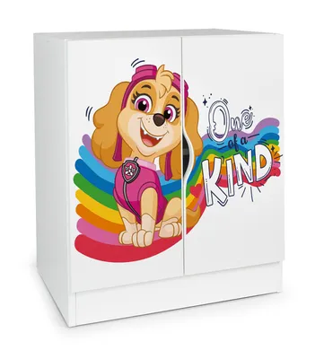 Produktbild von Furni Masters Kommode Kinderschrank 60 cm breit mit Paw Patrol Charaktere Skye Mehrzweckschrank für Kinderzimmer