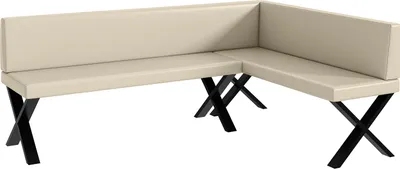 Produktbild von MEBLINI Eckbank für Esszimmer - Küchenbank - Essecke - Sitzecke Küche - TONI - X-Beine 142x196x87cm Rechts - Creme Kunstleder