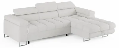 Produktbild von ECKSOFA CLOUD Rechts Weiß L-Form Bouclé-Stoff mit Schlaffunktion und Bettkasten