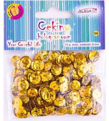 Zdjęcie produktu dla Aliga, Cekiny holograficzne, złote, 10 g