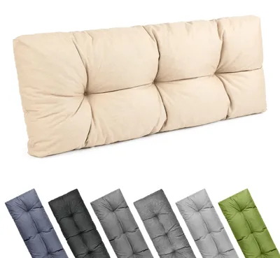 Image de Coussin de dossier Garronda, 120x45 cm, épaisseur 12 cm, résistant à l'eau, aux UV et aux intempéries. Canapé palette modèle GD-0252, couleur cappuccino