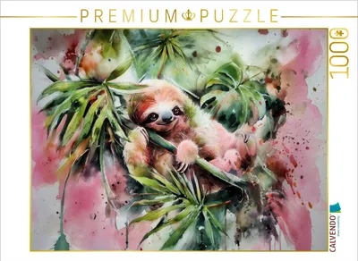Produktbild von CALVENDO Puzzle Faultier im Sommer | 1000 Teile Lege-Größe 64x48cm Foto-Puzzle für glückliche Stunden