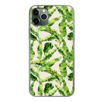 Produktbild von MuchoWow® Handyhülle Schutzhülle Hülle für iPhone 11 Pro Max Palmenblatt - Muster - Tropisch Silikon Softcase Handy Hülle - Schutz