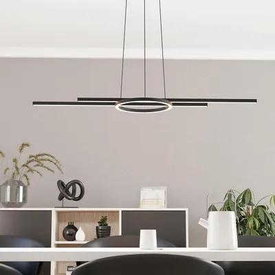 Productafbeelding van Eglo LED Smart Pendelleuchte Zillerio-Z Schwarz 116cm 17W 2068lm CCT 2700K-6500K Dimmbar App Google Alexa Bluetooth ZigBee