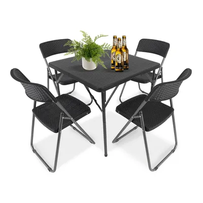 Produktbild von Sekey Klappbar Garten Sitzgruppe Bistro Gartentisch Set 4 Stühle mit Tisch, 80cm