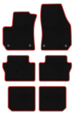 Productafbeelding van Velours automatten voor Opel Zafira B 2005-2014 (MPV) – 6-delig, zwart/rood, op maat – Wielganizator CARLUX