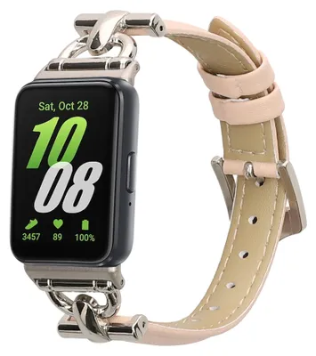 Produktbild von kwmobile Echtleder Uhrenarmband für Samsung Galaxy Fit 3 Armband - Ersatzarmband für Fitnesstracker - Wechselarmband Smartwatch - Altrosa