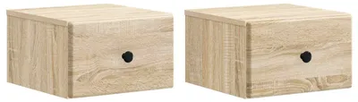 Produktbild von Wandmontierter Nachttisch 2 pcs Sonoma-Eiche 34,5 x 33 x 20 cm