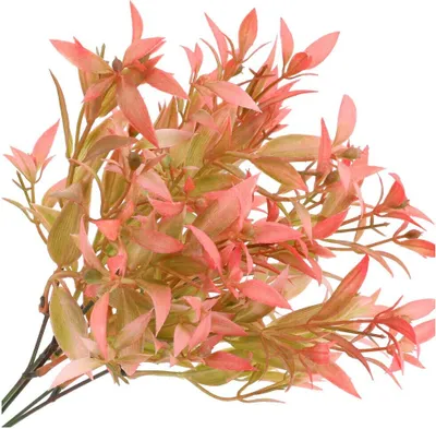 Produktbild von Künstliche Deko Kunstblumen Blumen Pflanzen Kunstpflanzen Dekoration Zweig Blatt Rot 38cm