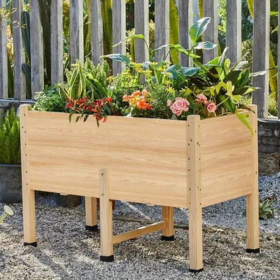 Imagen del producto de Cama elevada de madera con patas, 40 cm de profundidad, jardinera