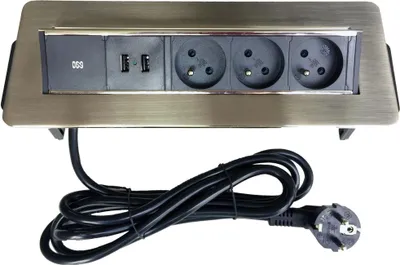 Obrázek produktu pro IN Výklopná lišta, 3 zásuvky + 2 USB