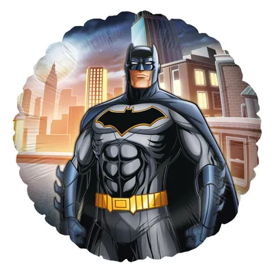 Produktbild von Party Factory `Batman´ Folienballon, rund, Ø45cm, schwarz, blau, Superheld, Gotham City, Heliumballon zum Geburtstag