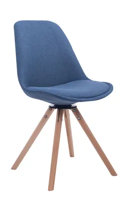 Produktbild von CLP Besucherstuhl Troyes Stoff Rund drehbarer und mit runden Holzbeinen blau Gestell Farbe natur