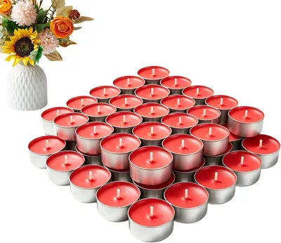 Produktbild von 50 kleine natürliche Teelichter mit 2 Stunden Brenndauer für Hochzeiten, den Außenbereich, Fenster, Tische, Weihnachten, Halloween und zu Hause