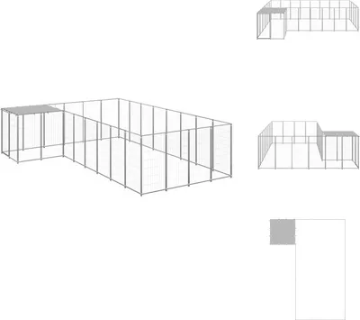 Produktbild von vidaXL Hundezwinger Silbern 10,89 m² Stahl -  Hundezwinger & -ausläufe