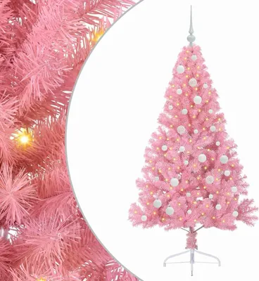 Produktbild von vidaXL Künstlicher vorbeleuchteter Weihnachtsbaum Rosa 150 cm PVC