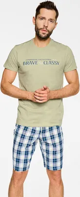 Produktbild von Henderson Herren Schlafanzug Kurzarm + Shorts 39735-65X PROUD, Farbe: Grün/Blau, Große: M