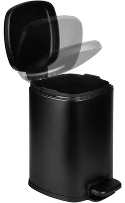 Immagine prodotto di Secchio in acciaio inossidabile nero da 6 litri, con coperchio a chiusura ammortizzata e contenitore interno