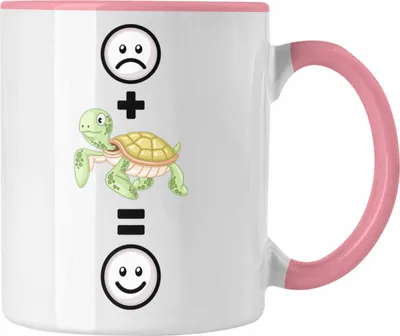 Produktbild von Trendation - Schildkröte Tasse Geschenk für Schildkröten-Liebhaber Züchter Lustige Geschenkidee :( + Schildkröte = :) Geburtstag (Rosa)
