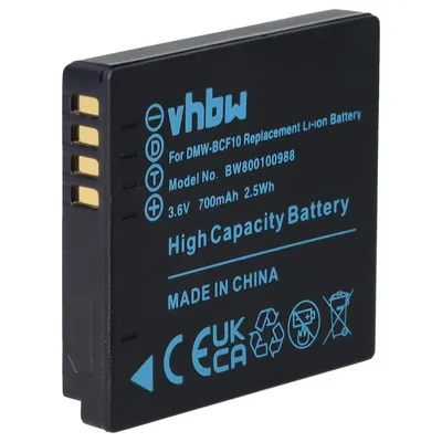Produktbild von vhbw Akku kompatibel mit Panasonic Lumix DMC-F2, DMC-FH1, DMC-FP8, DMC-F3, DMC-FH22, DMC-FH20, DMC-FH3, DMC-FS10 Kamera (700 mAh, 3,6 V, Li-Ion)