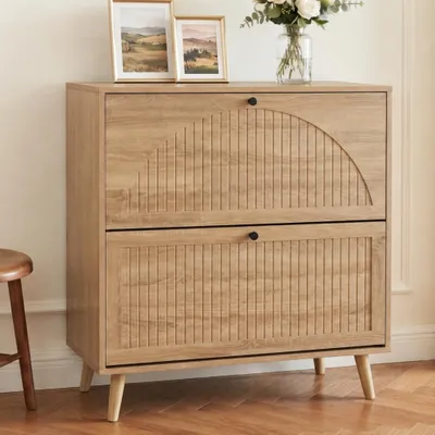 Immagine prodotto di CASABEL Scarpiera 2 Ante a Ribalta, Stile Retrò, Legno Chiaro