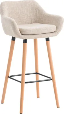 Produktbild von Moderner Barhocker – Hocker – Hoher Sitzkomfort und elegante Stoffpolsterung | Farbe: Creme