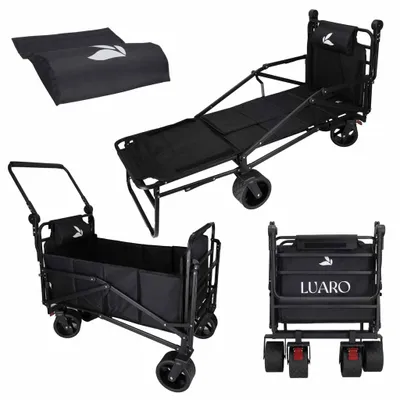 Produktbild von LUARO Bollerwagen faltbar 2-in-1 mit Liegefunktion
