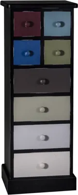 Obrázok produktu pre Casa Padrino komoda vo vidieckom štýle s 8 zásuvkami čierna / viacfarebná 46 x 36 x v. 122 cm - Nábytok vo vidieckom štýle