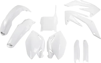 Image de Kit de carénage UFO PLAST, 9 pièces, ensemble de carénage en plastique avec protection de fourche pour Honda CRF R 250 cm³, années 2006-2007, couleur : blanc OEM