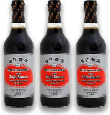 Produktbild von 3er Pack PEARL RIVER BRIDGE Helle Sojasauce (3x 500ml) Superior Light Soy Sauce Sojasoße