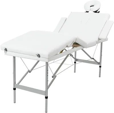 Obrázok produktu pre Masážny stôl – Skladací – Profesionálny – Hliníková konštrukcia – 186 x 68 cm – Krémovo biely