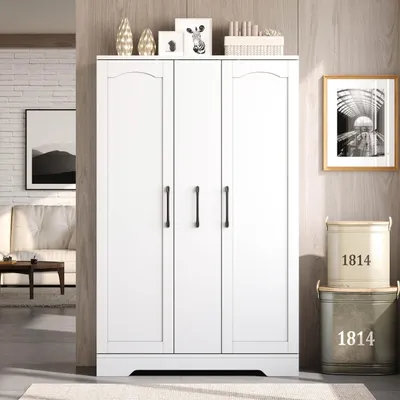 Imagen del producto de Armario de cocina con estante para especias, de 120x78x35 cm, con dos puertas, cajón de cuatro niveles, estantes interiores ajustables y fabricado en MDF de color blanco, ideal para la cocina