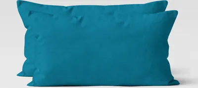 Produktbild von 2er Set Renforcé UNI Kissenhüllen 40x80 cm Kopfkissen Garnitur 100% Baumwolle Mit Reißverschluss petrol