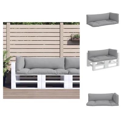 Immagine prodotto di vidaXL Cuscino Pallet 3 pezzi in tessuto grigio - Cuscino per seduta