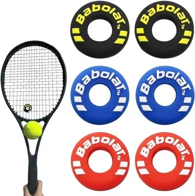 Produktbild von Famanu Trillingsdämpfer für Tennis- und Squashschläger - 6er Set in Rot, Blau und Schwarz