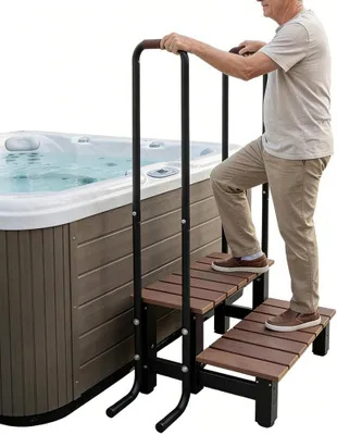 Produktbild von Whirlpool-Treppen mit Handläufen, Spa-Stufen, Badewannen-Treppenleiter, Wohnmobil-Treppen, Tragkraft 250 kg, 2 Stufen, Pool-Treppen