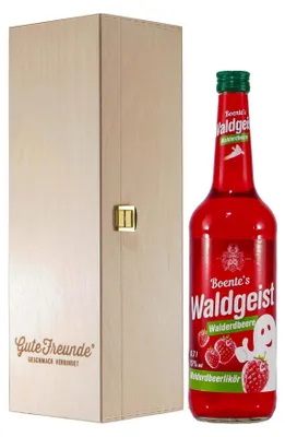 Produktbild von Boente Waldgeist Walderdbeerlikör mit Geschenk-Holzkiste