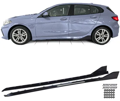 Immagine prodotto di Paraurti laterali sportivi neri lucidi per BMW Serie 1 (F40) dal 2019, kit di montaggio